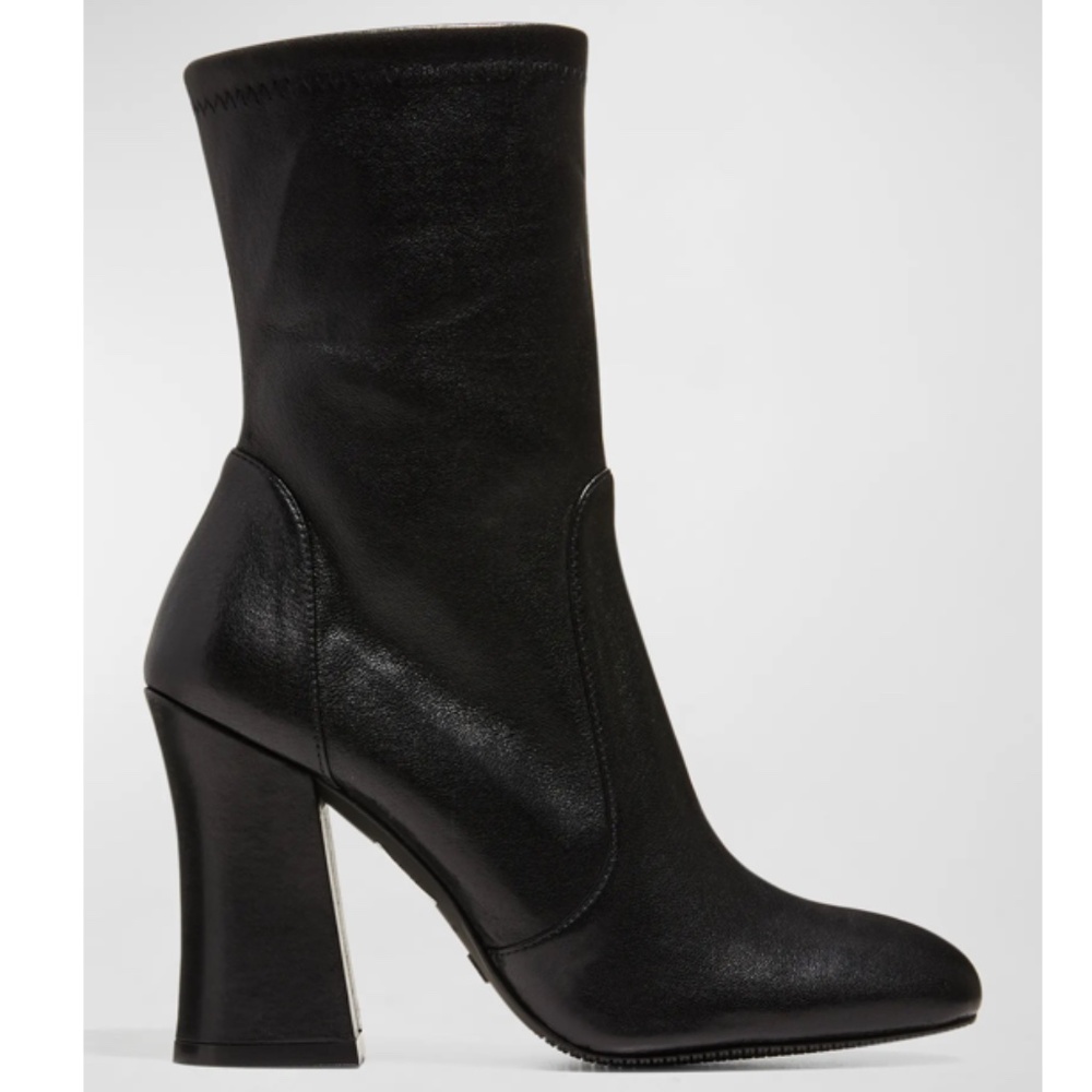 Stuart Weitzman Curve Block Leather 100 Booties S… - image 1